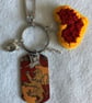 Hogwarts Gryffindor house keyring with crochet heart and bag clip - Image 3