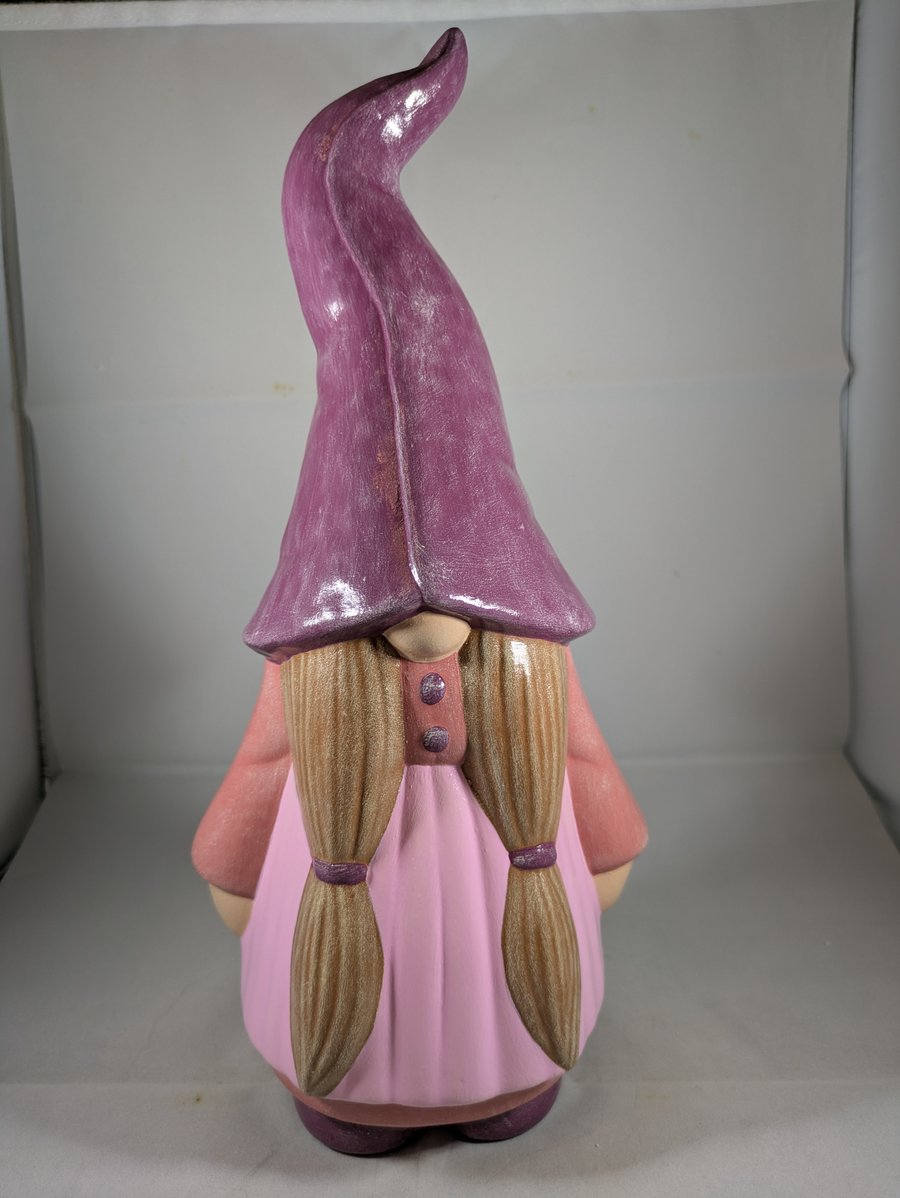 Large Pink Ceramic Home Garden Gnome Gonk Figurine Ornament Decoration.