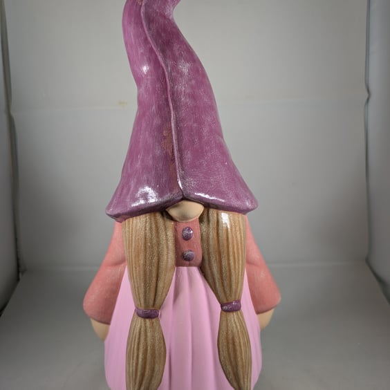 Large Pink Ceramic Home Garden Gnome Gonk Figurine Ornament Decoration.