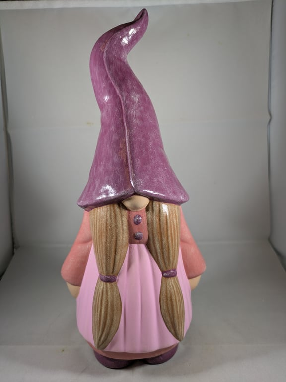 Large Pink Ceramic Home Garden Gnome Gonk Figurine Ornament Decoration.