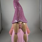 Large Pink Ceramic Home Garden Gnome Gonk Figurine Ornament Decoration.