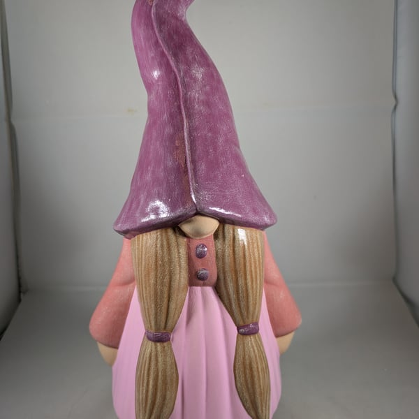 Large Pink Ceramic Home Garden Gnome Gonk Figurine Ornament Decoration.
