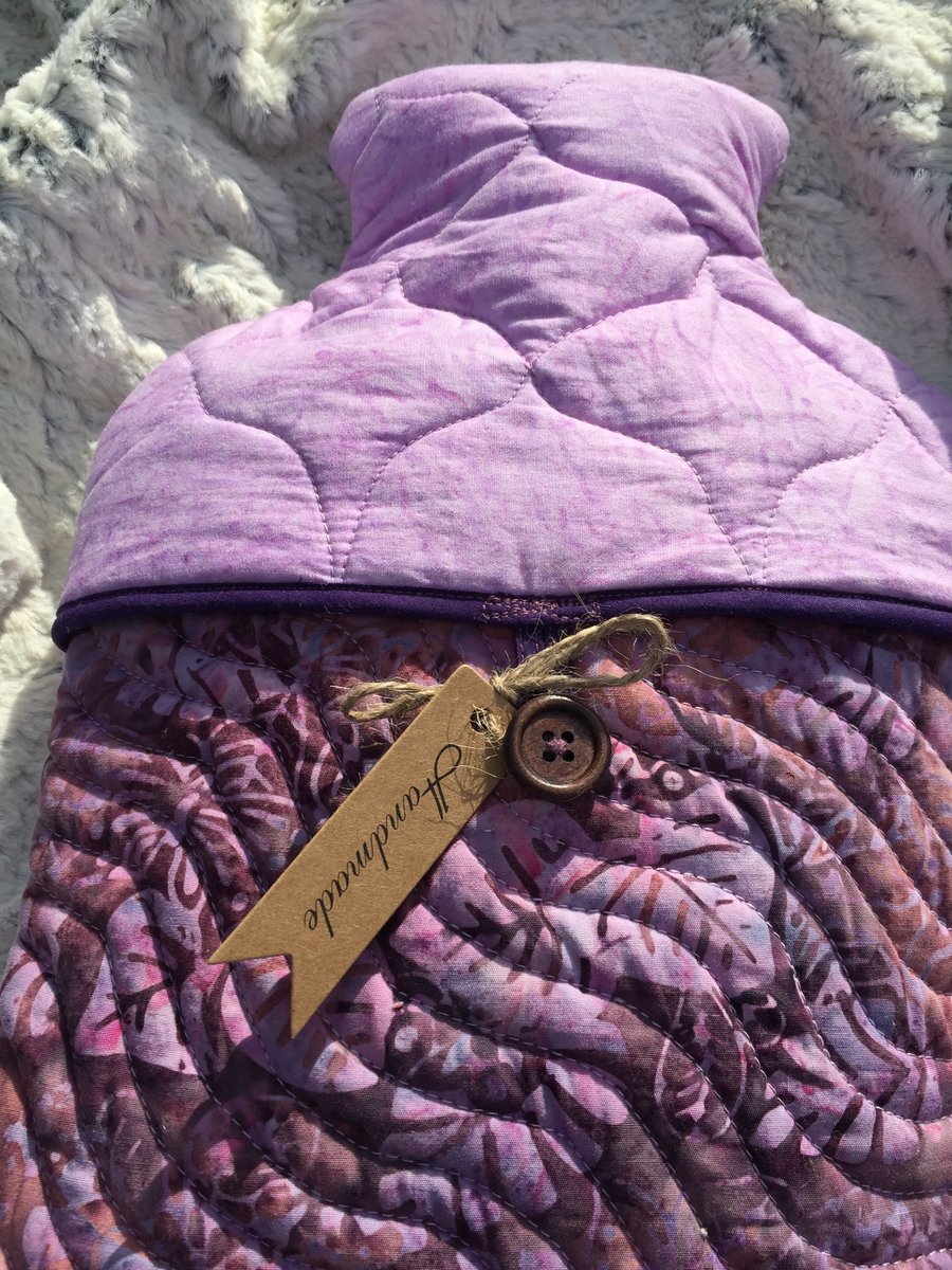 Cover -Hot Water Bottle - 2L, - Botanic Lilac - Batik, 100 % Cotton, Quilted