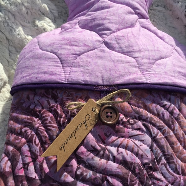 Cover -Hot Water Bottle - 2L, - Botanic Lilac - Batik, 100 % Cotton, Quilted