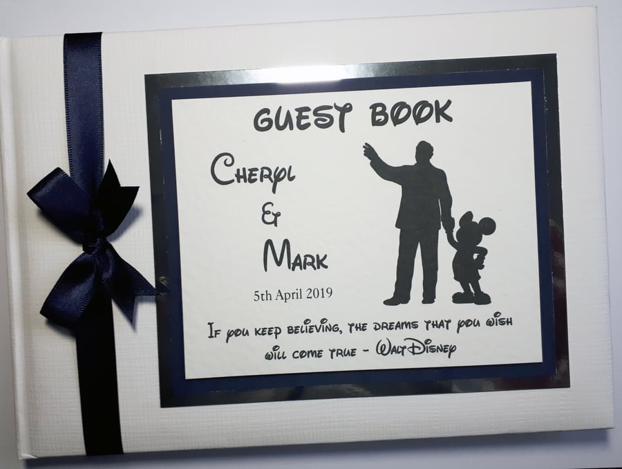 Personalised Walt and Mickey  themed wedding guest book