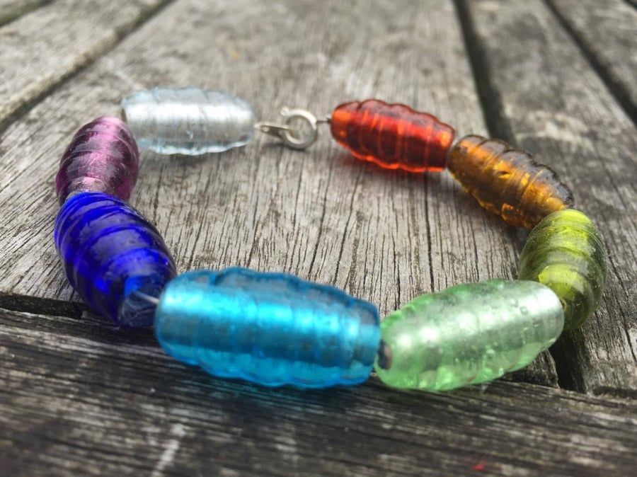 Rainbow glass beaded bracelet