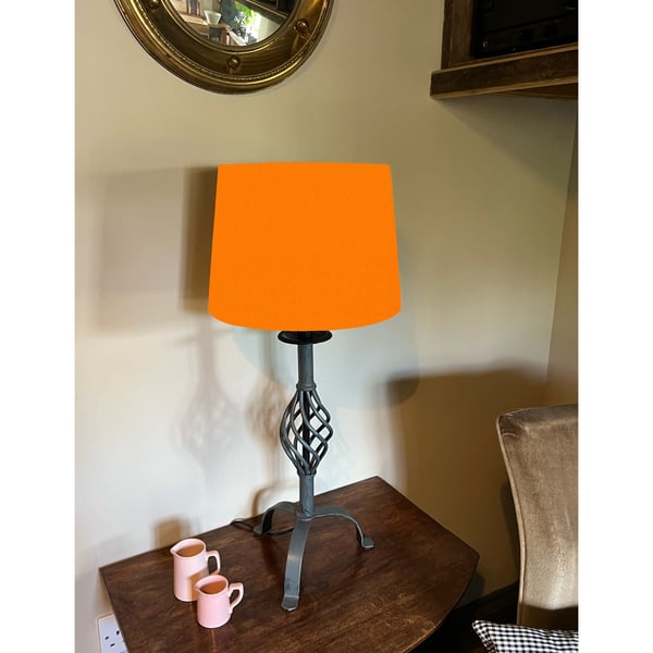 Orange cotton french drum lampshade, empire lampshade, bright orange cotton