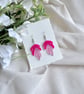 Pink Acrylic Leaf Earrings - Layered Translucent Ombre Dangles - Image 4