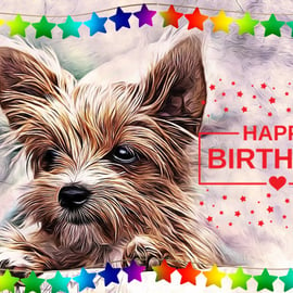 Yorkie Dog Birthday Card A5 