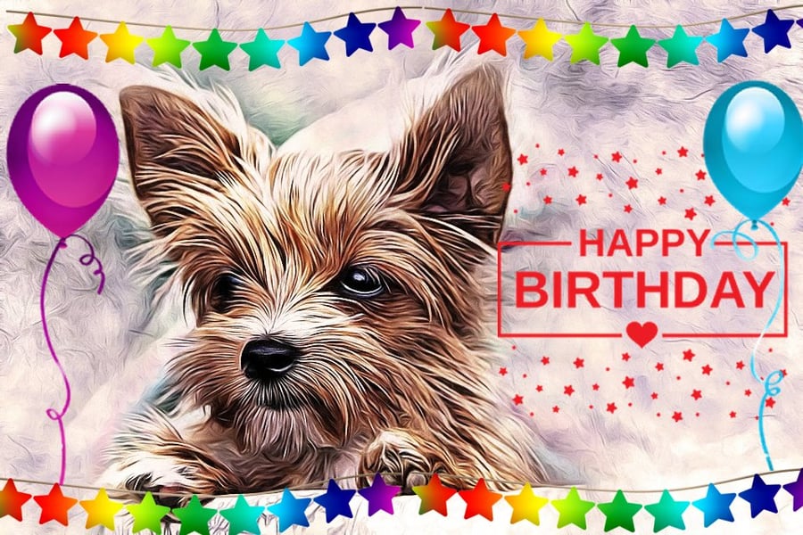 Yorkie Dog Birthday Card A5 