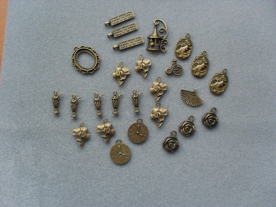 Selection of Bronze Tone Charms