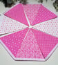 Handmade Fabric Bunting 8 Flags in Bright Pink & White Floral Patterns - Image 3