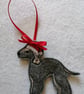 757. Bedlington Terrier with Santa hat Christmas tree hanging ornament. - Image 3