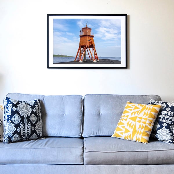 Herd Groyne Lighthouse, coastal photography wall art print