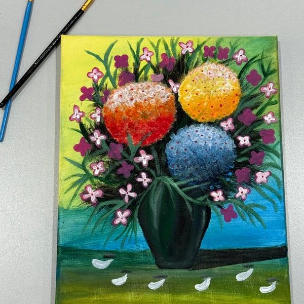 Floral canvas painting acrylic painting   
