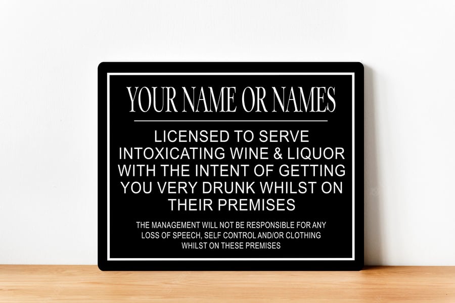 PERSONALISED Bar Garden Metal Wall Sign Gift Present BBQ Gin Party Family Funny 