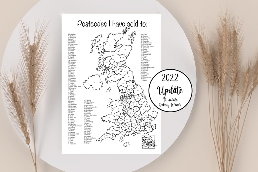 A4 UK Postcode Map Sales Tracker 2022 updated