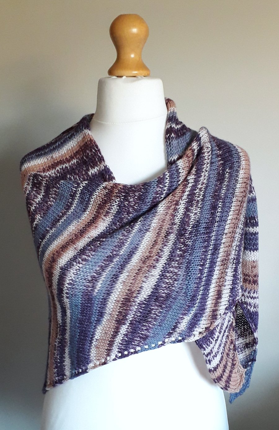 Purple Triangular Wrap, Stole, Shawl - 75% Wool 