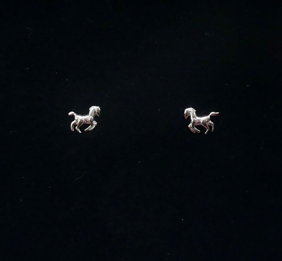 Silver horse stud earrings