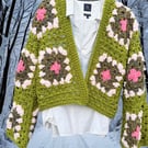 Forest Crochet Cardigan Size M, 12 - 14 UK