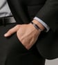 Men's Striped Agate Bracelet Adjustable Black Cord Stainless Steel - Image 2
