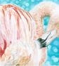 Flamingo By The Sea, original pastel pencil artwork