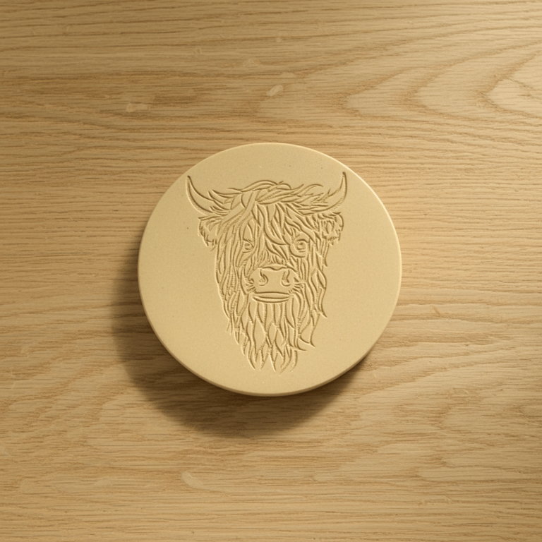 Ochre Highland Cow Drinks Coaster