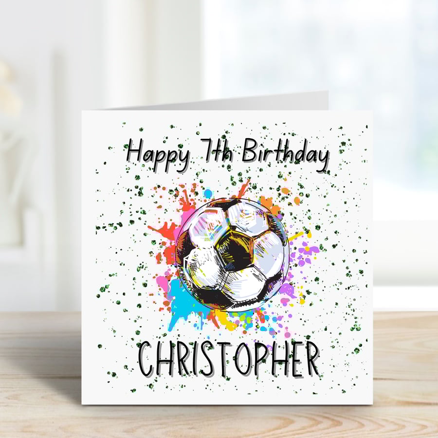 Personalised football birthday greeting card