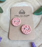 Two Decorative 20mm Pink Ceramic Buttons - Image 2