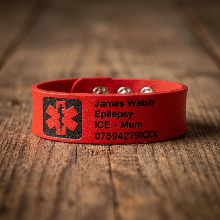 Medical Alert Bracelet - Adjustable Length - Choice of Colours - Personalised