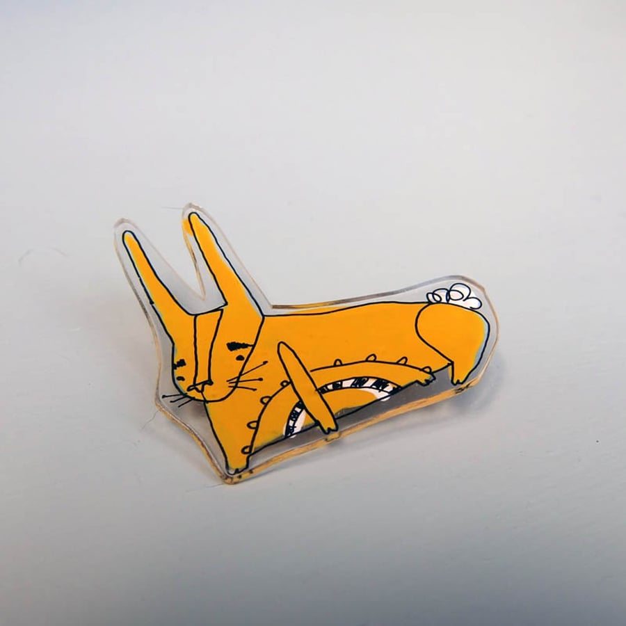 Mustard Rabbit Illustrated brooch