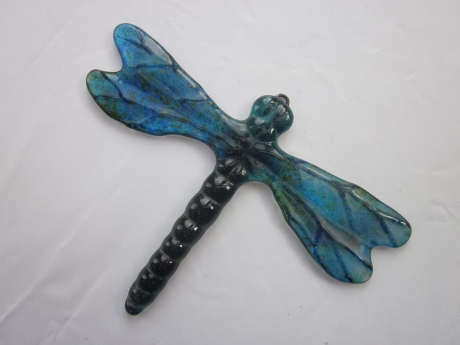 Handmade cast glass dragonfly - Summer skies - suncatcher