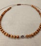Natural Wood Beaded Choker Necklace Adjustable Boho Jewellery. Minimalist. - Image 2