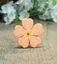 Apricot Forget Me Not Brooch, Handmade Wooden Flower Pin, Remembrance Gift