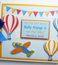 Planes and hot air balloons birthday guest book, up and away baby shower book - Image 1