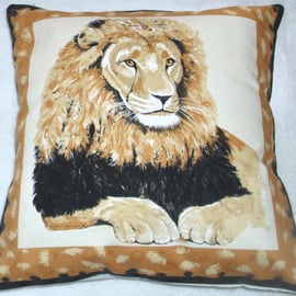 On Safari Magnificent Lion sitting facing forward cushion