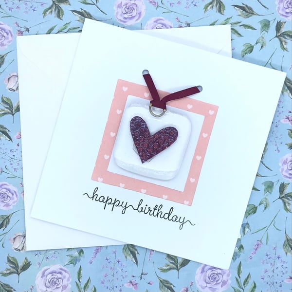 Birthday Card with fused glass decoration 