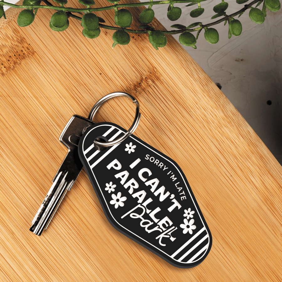Parallel Park Motel-Style Keyring - Girly Retro Vibes, Funny quote Keychain Gift