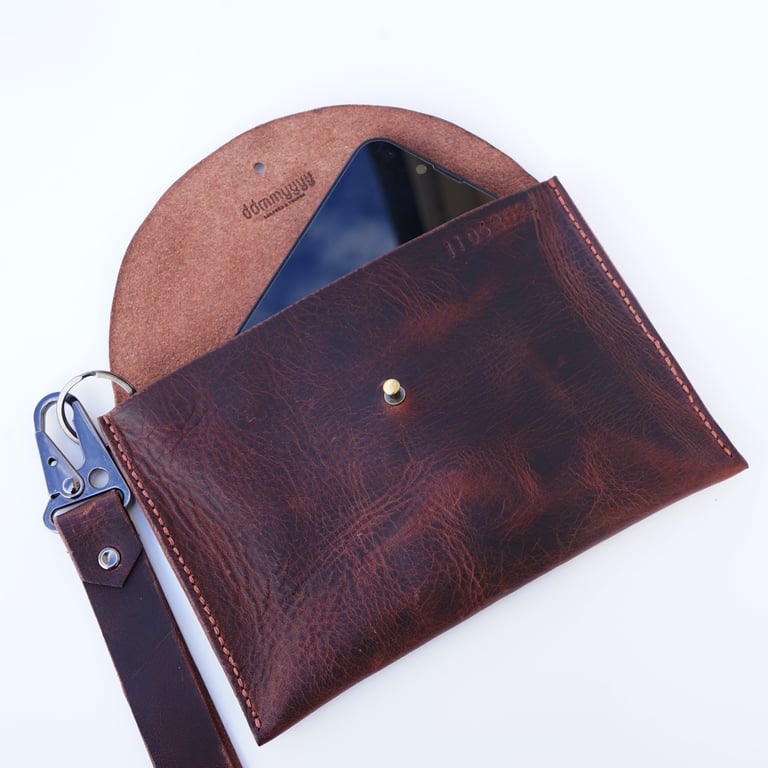 Premium Hand Wallet with Wrist Strap - Dark Brown
