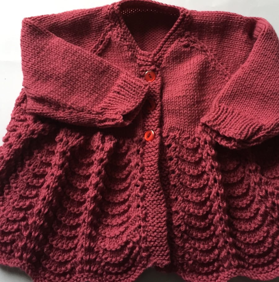0-6 months hand knitted pink cardigan