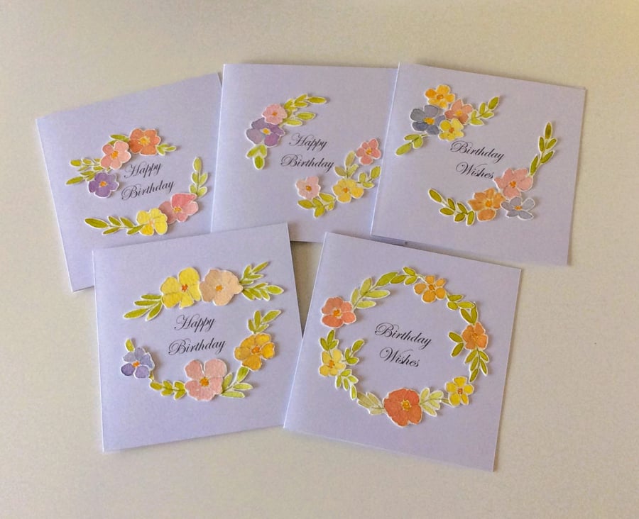 Floral Design Birthday Cards (Pack of 5) Bundle 1
