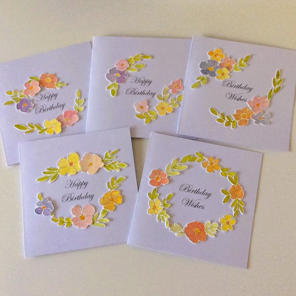 Floral Design Birthday Cards (Pack of 5) Bundle 1