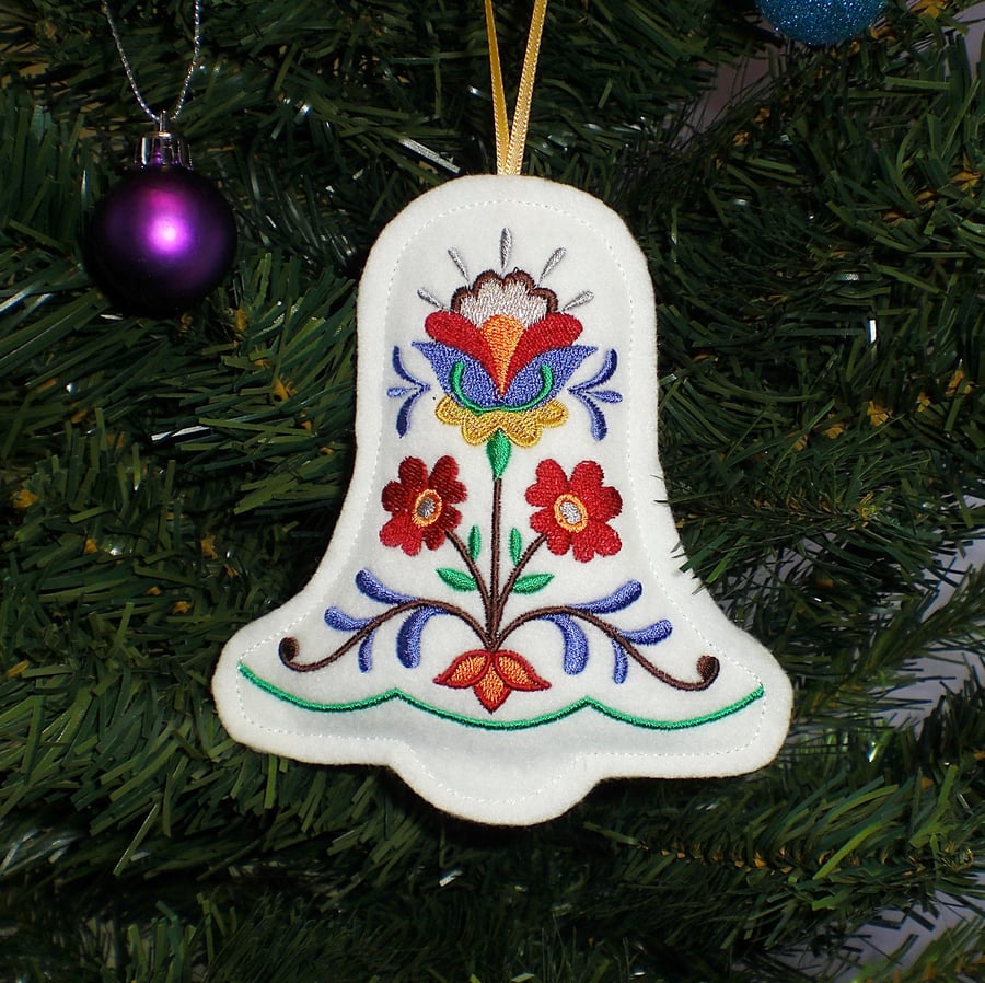 Embroidered Christmas Bell decoration