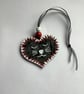 Cat nap wooden hand painted heart