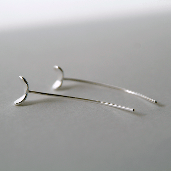 Seedling Earrings, Silver Stem Earrings, Gift for Gardener, Botanical Jewellery