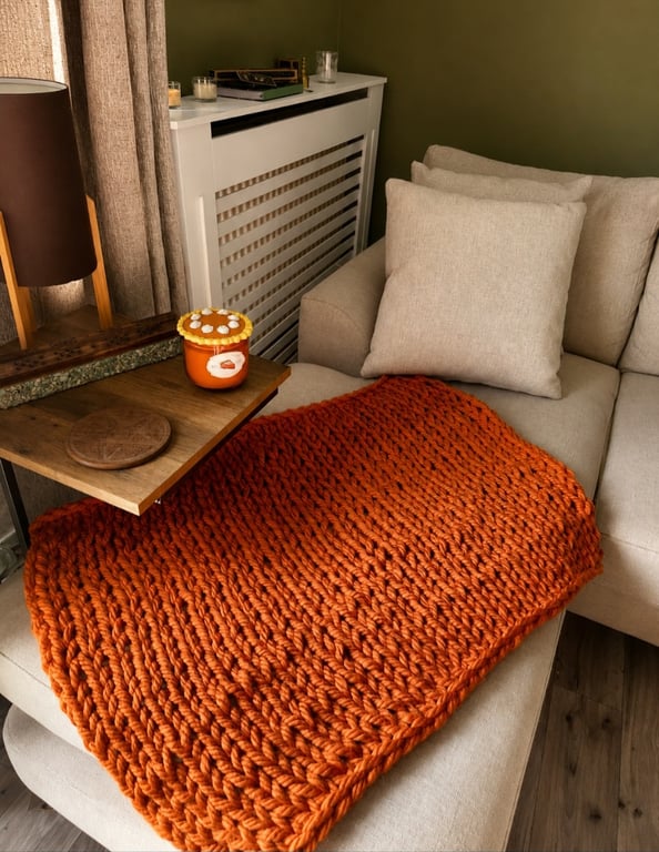 Hand Knitted Chunky Chair Lap Throw