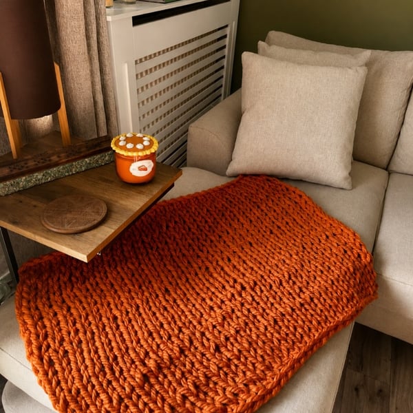 Hand Knitted Chunky Chair Lap Throw