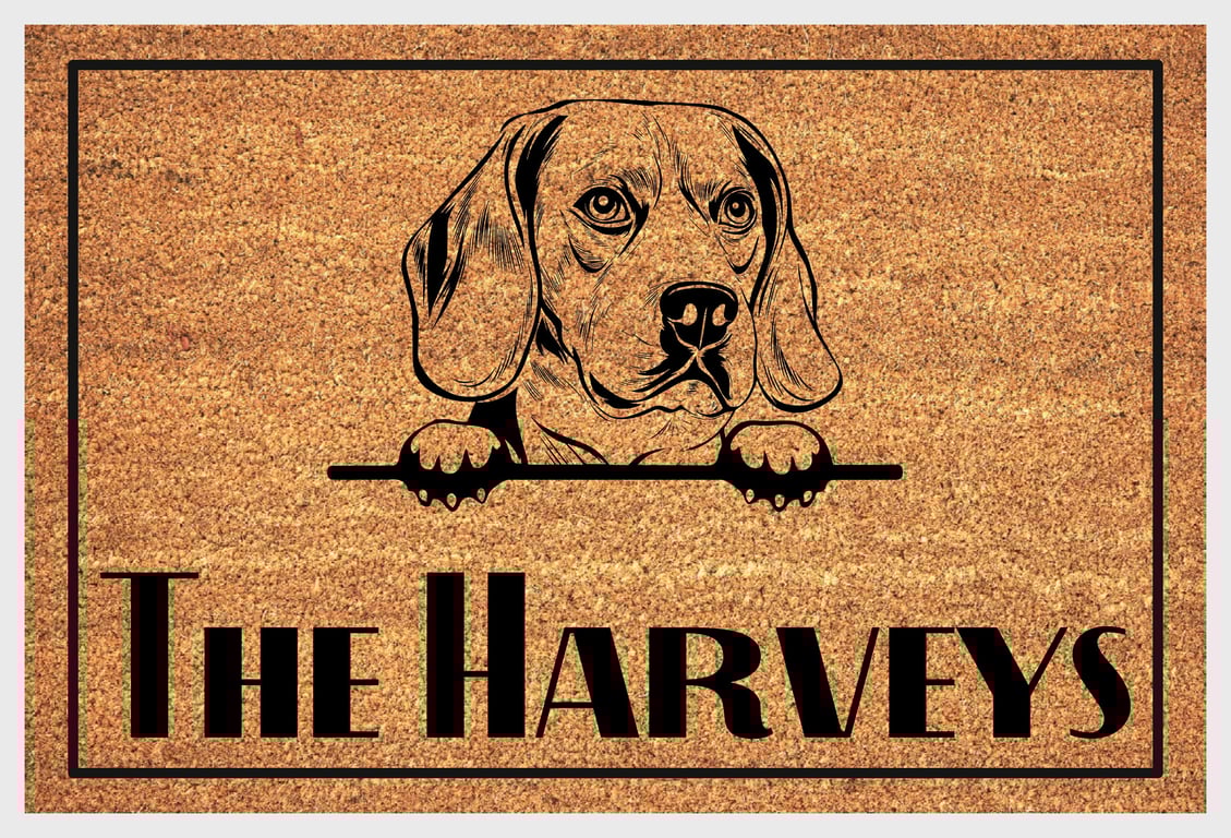 Beagle Door Mat - Personalised Beagle Welcome Mat - 3 Sizes