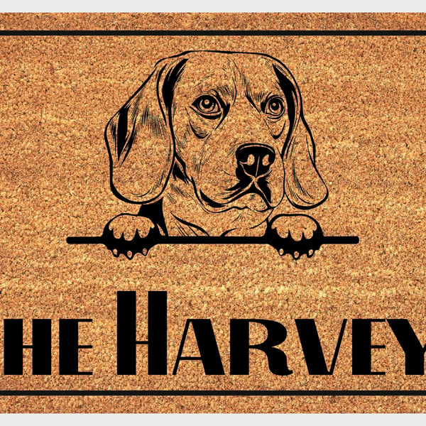 Beagle Door Mat - Personalised Beagle Welcome Mat - 3 Sizes