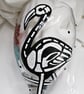 Skellymingo wine glass- hand-painted skeleton flamingo with Autumn floral design - Image 3